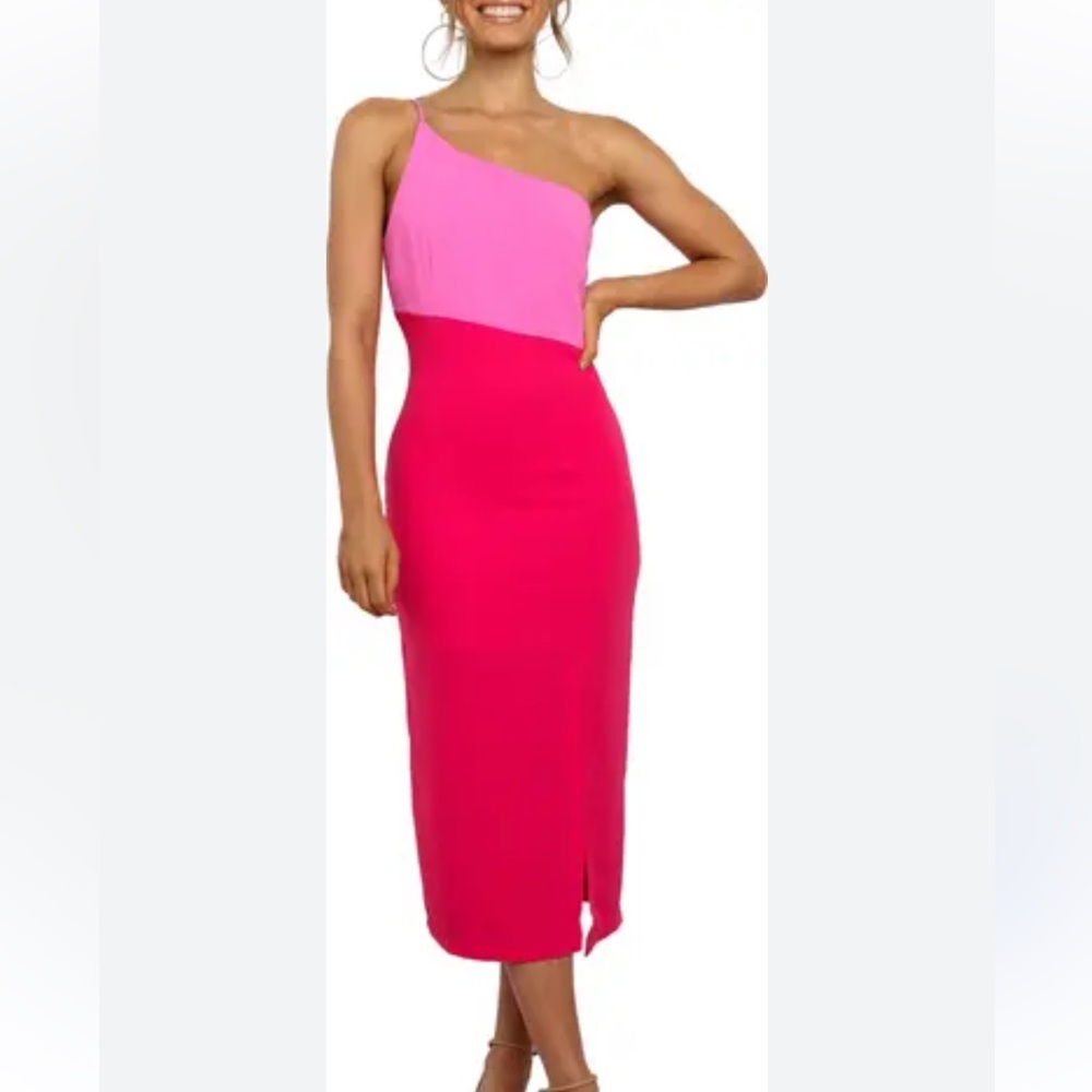Petal & Pup‎ Xiomar One-Shoulder Pink Midi Dress Size 10